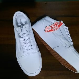 White Low top platform vans size 9